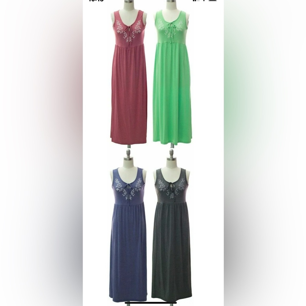 Ankle length Embroidered Dresses Green - Picture 3 of 4